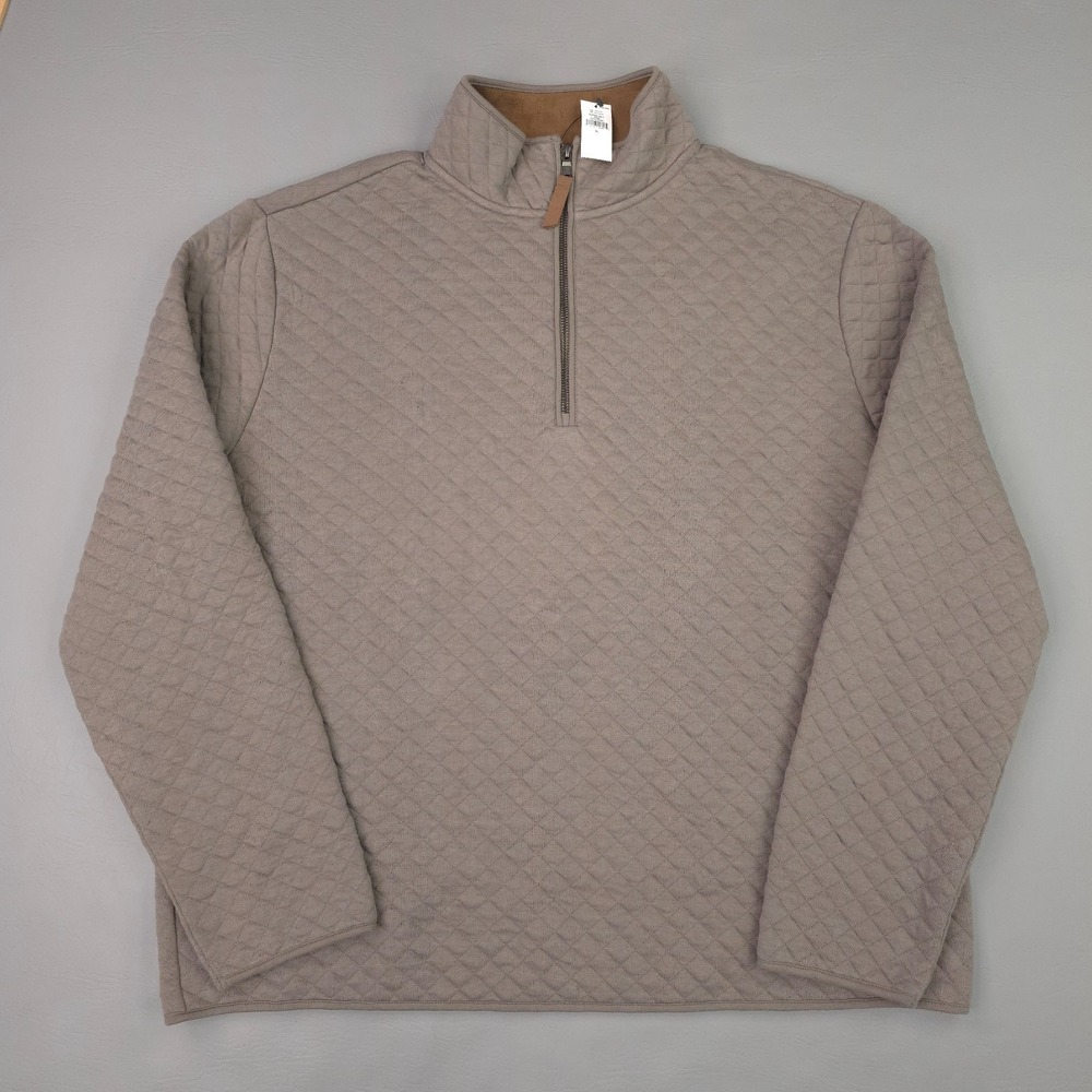 Banana Republic Mens XL Gray 1/4 Zip Quilted Knit Pullover Sweater 832064-05-1